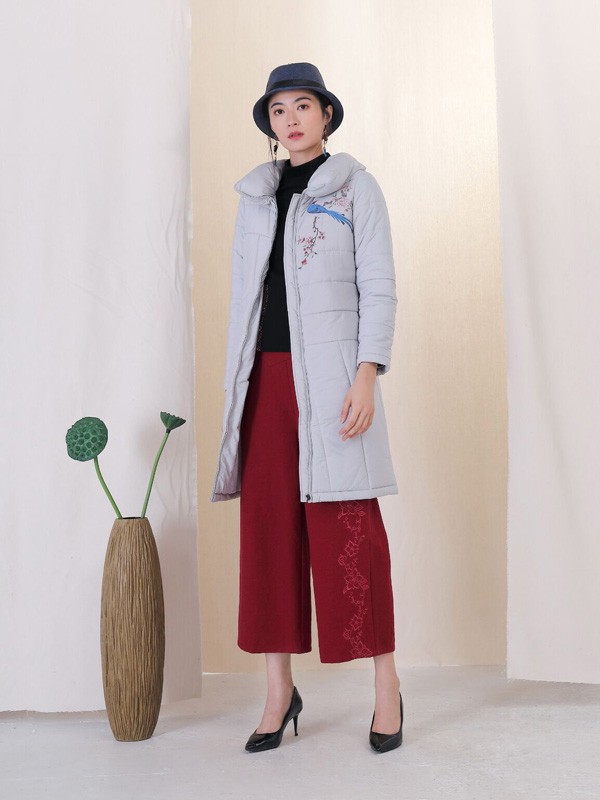 千唐绣女装2021秋冬季灰色棉服