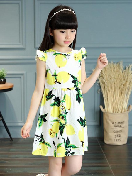 小神童童装2022春夏季白色连衣裙
