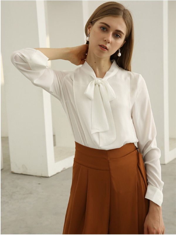 欧米媞女装2021秋冬季白色衬衫