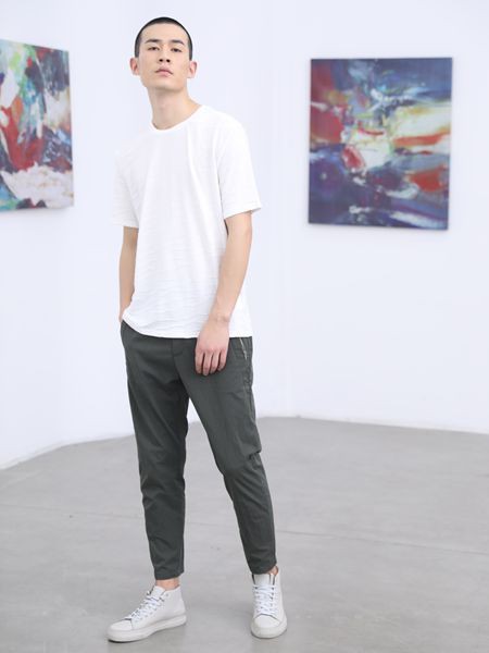 线锁男装2022春夏季白色T恤