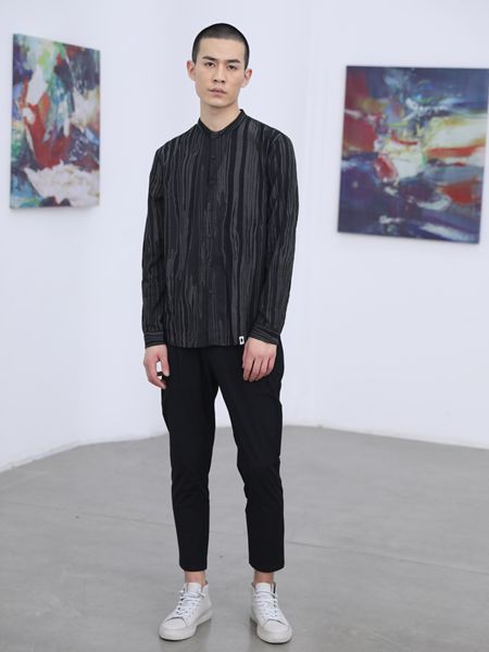 线锁男装2022春夏季黑色长裤