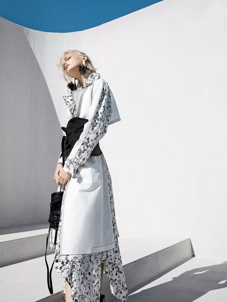 Ou.allin欧引女装2022春夏季白色衬衫裙