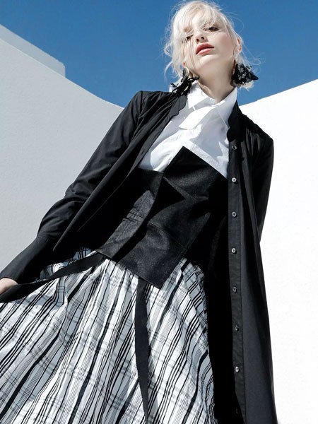 Ou.allin欧引女装2022春夏季灰色长裙