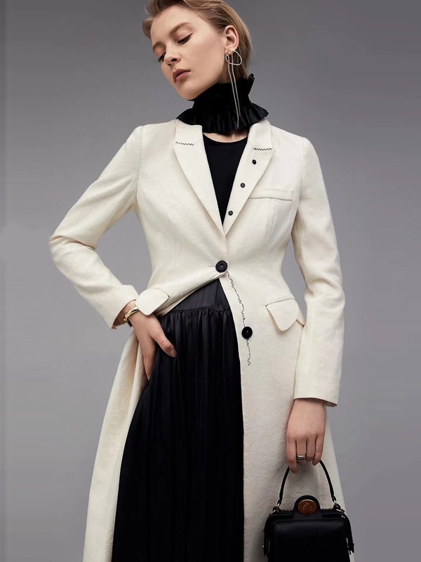 Ou.allin欧引女装2022春夏季白色大衣