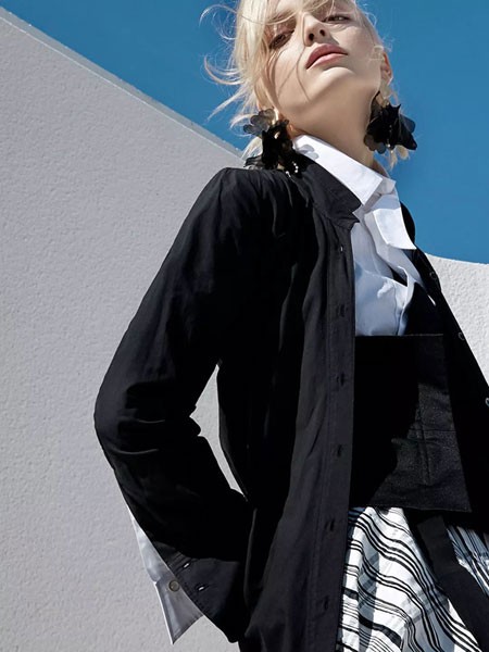 Ou.allin欧引女装2022春夏季黑色外套