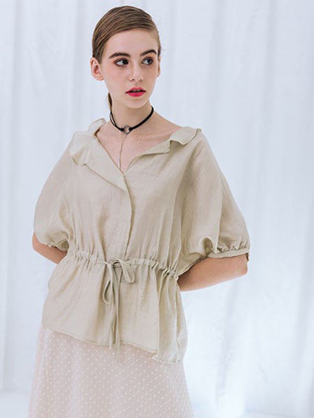 红馆女装2022春夏季绿色衬衫