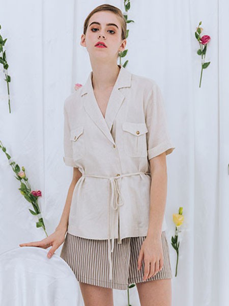 红馆女装2022春夏季白色衬衫