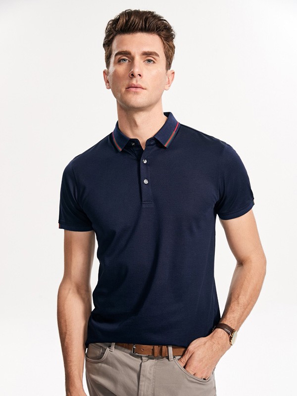 迪拉格2022春夏季藏蓝色polo衫