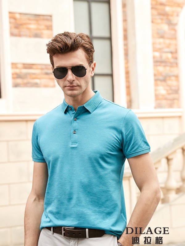 迪拉格男装2022春夏季绿色polo衫
