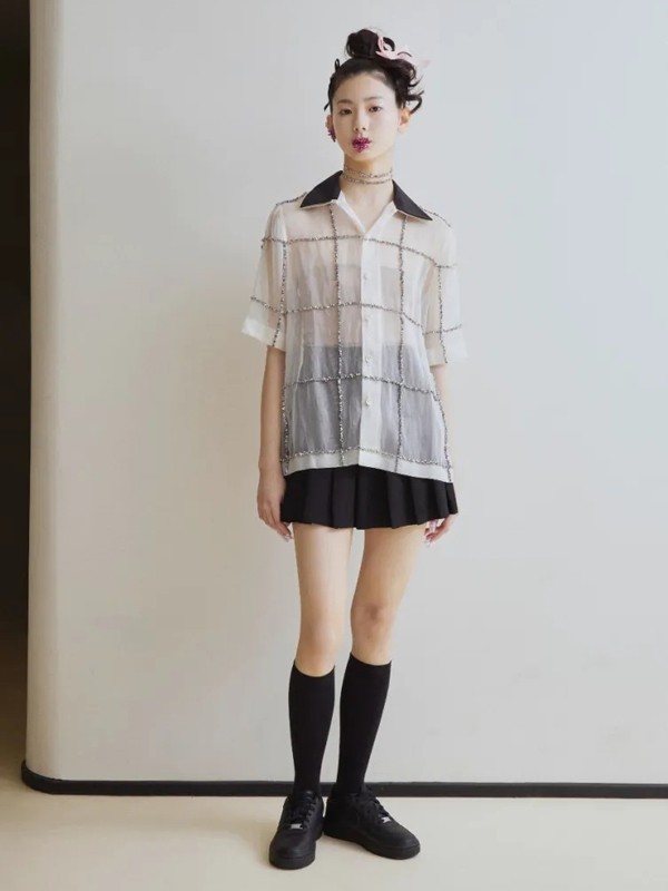 MARCHEN女装2022春夏季白色衬衫