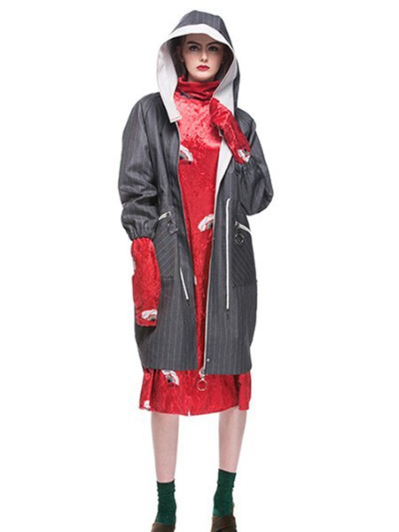 主章女装2021秋冬季红色毛衣裙