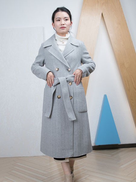 艾琳茜女装2021秋冬季灰色大衣