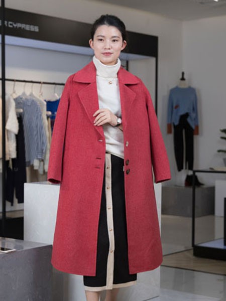 艾琳茜2021秋冬季红色大衣
