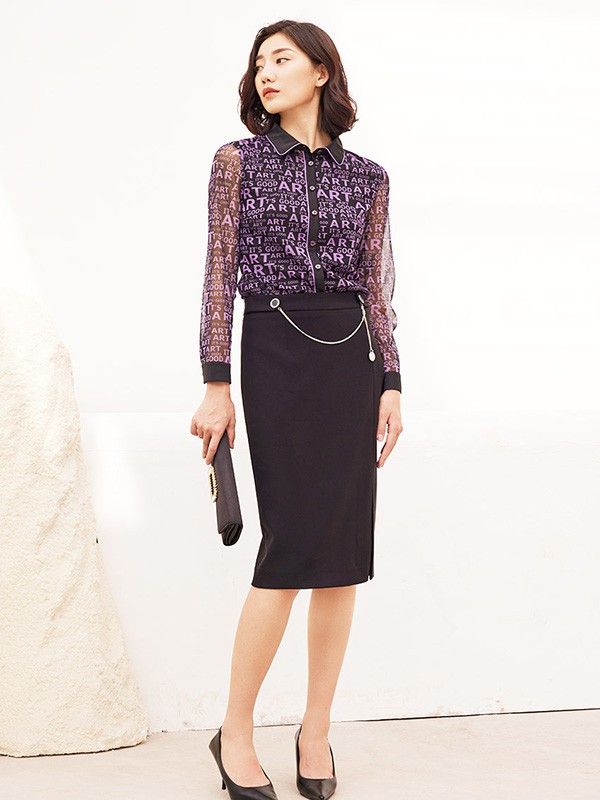 姚领2022秋冬季黑色包臀裙