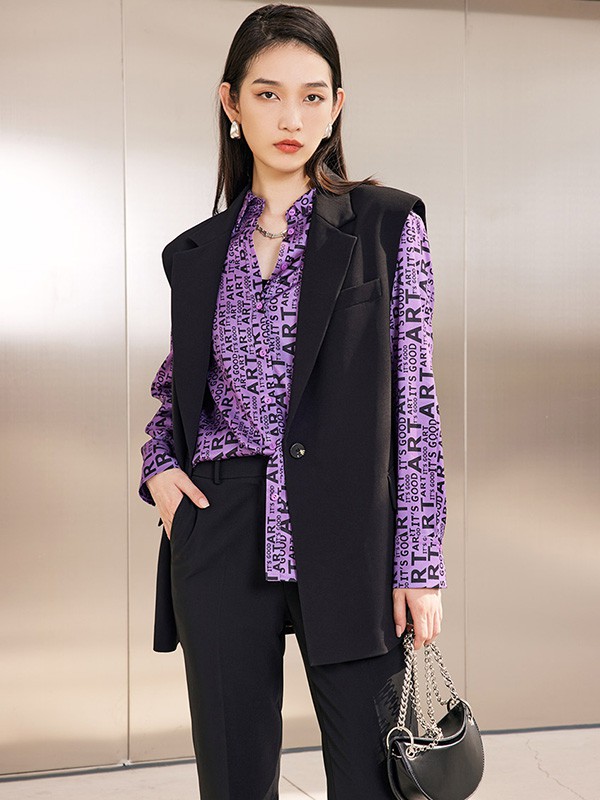 姚领2022春夏季紫色衬衫