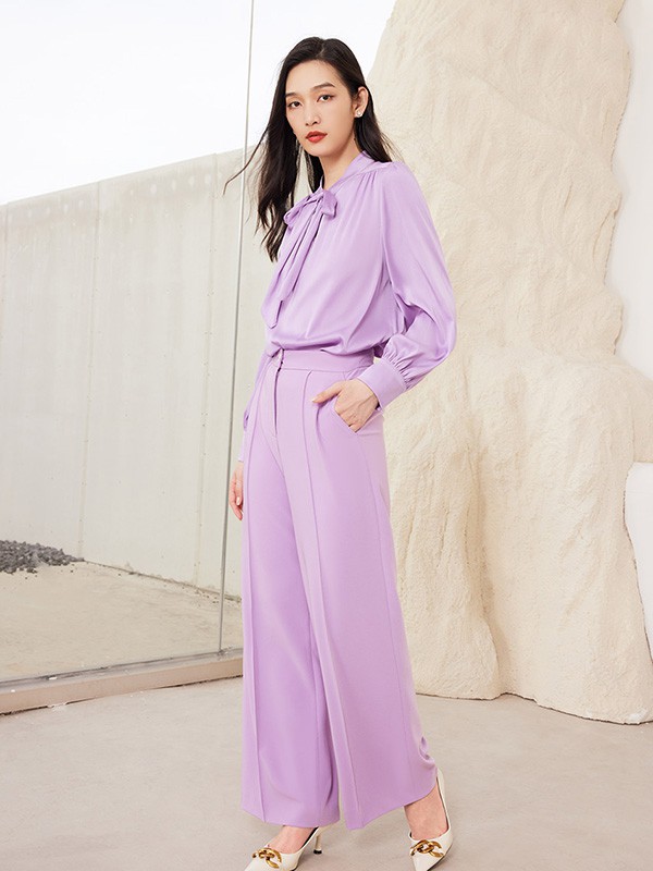 姚领2022秋冬季紫色阔腿裤