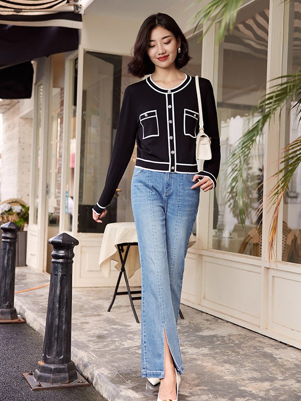 姚领2022秋冬季蓝色长裤