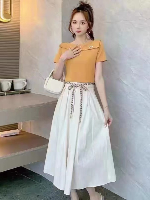 HiF韩一坊女装2022春夏季白色长裙