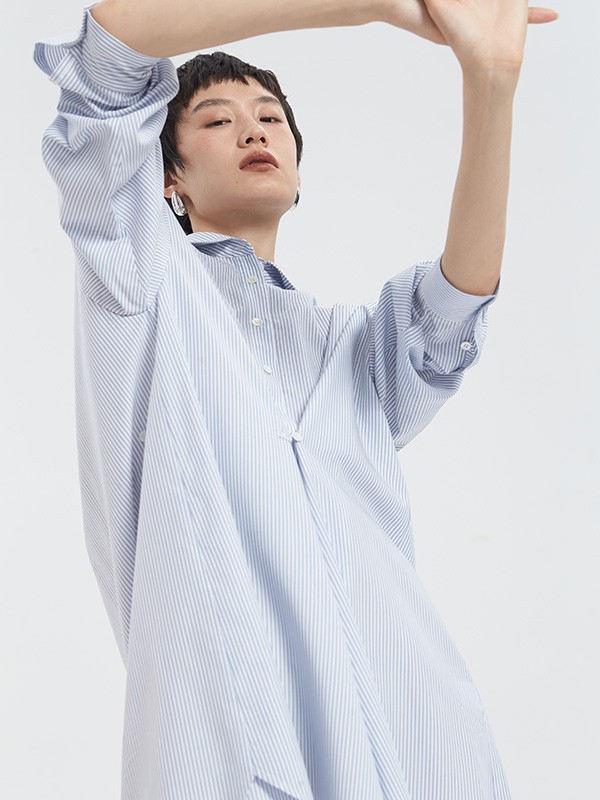 1CM女装2022春夏季浅蓝色衬衫裙