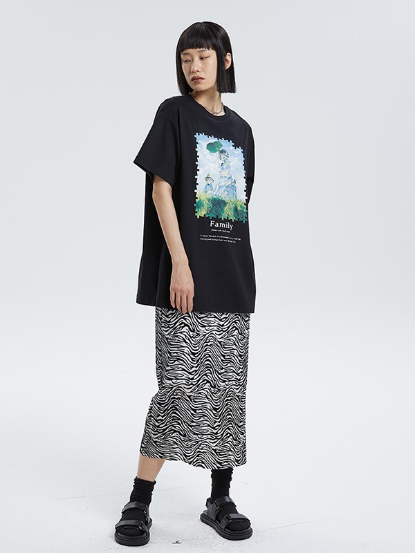 1CM女装2022春夏季黑色T恤