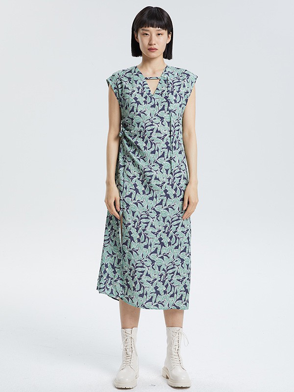 1CM女装2022春夏季绿色连衣裙