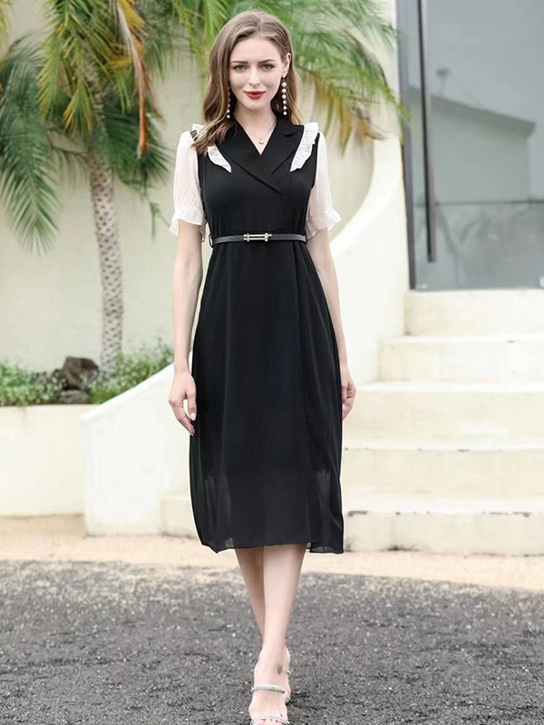 1CM女装2022春夏季黑色连衣裙