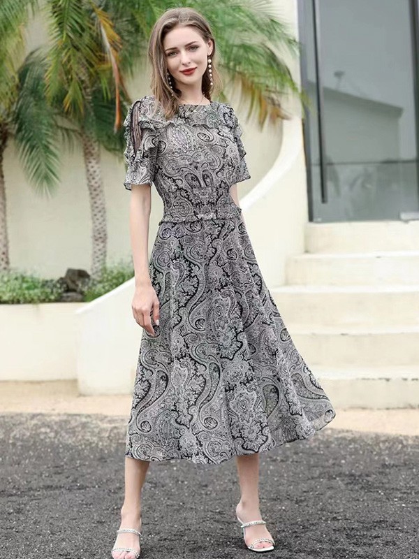 1CM女装2022春夏季灰色连衣裙