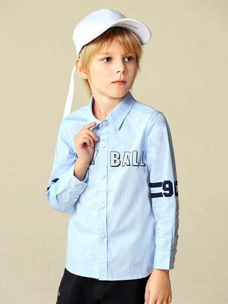 淘淘博士童装2022秋冬季蓝色衬衫