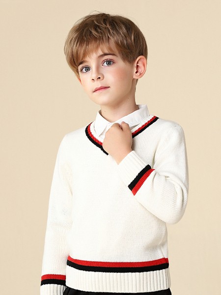 淘淘博士童装2022秋冬季白色毛衣