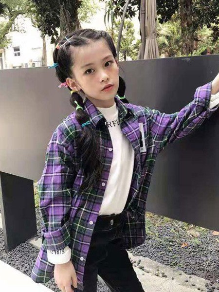 说与童装2022秋冬季紫色衬衫