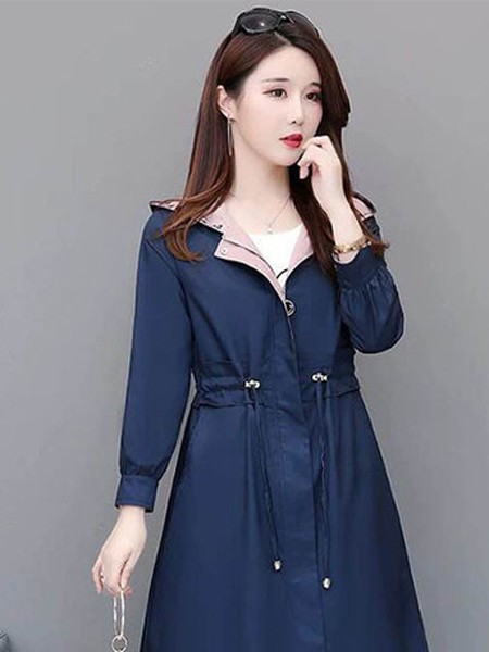 海琪美女装2022秋冬季蓝色大衣