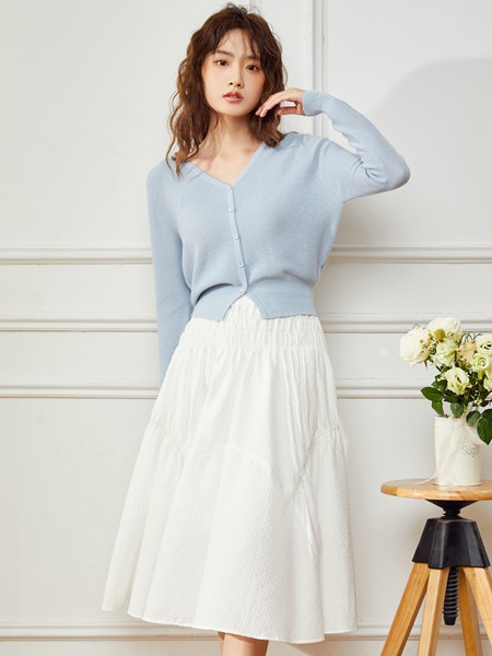 Abun2022春夏季蓝色针织衫