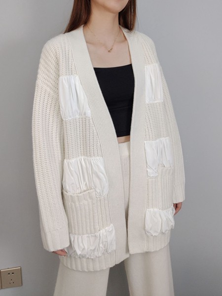 开希米娜女装2022春夏季米色针织衫