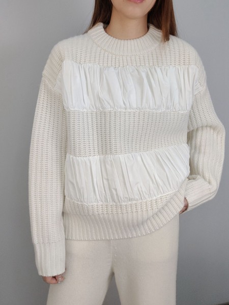 开希米娜女装2022秋冬季米色毛衣