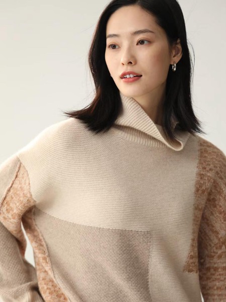 开希米娜女装2022秋冬季米色毛衣