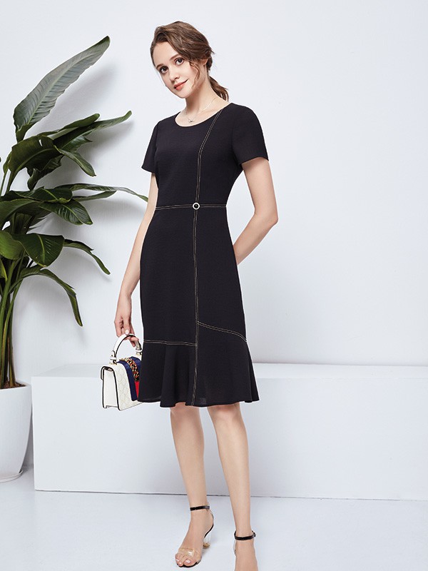 都姿2022春夏季黑色连衣裙