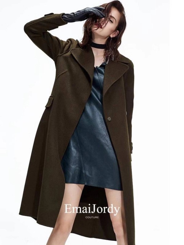 壹麦娇迪2021秋冬季军绿色大衣