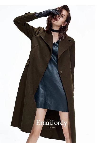 壹麦娇迪2021秋冬季军绿色大衣