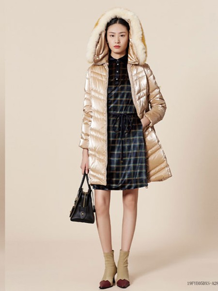 安泽雨女装2021秋冬季蓝色连衣裙