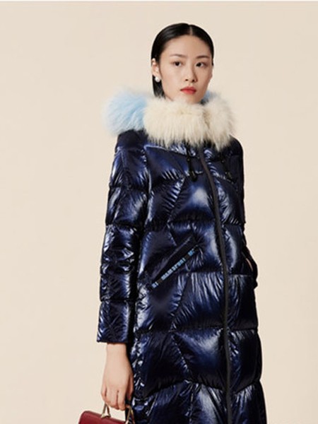 安泽雨女装2021秋冬季藏蓝色棉服