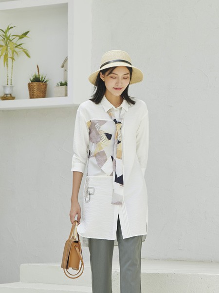 菁萝依梦女装2022春夏季白色衬衫裙