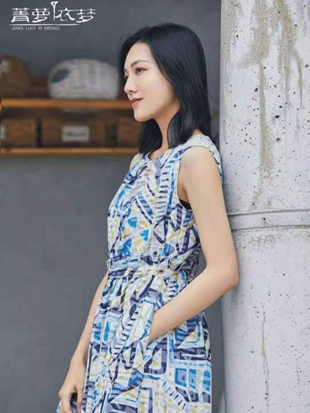 菁萝依梦女装2022春夏季蓝色连衣裙