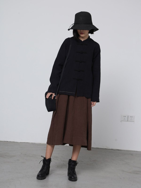 兮耳布衣2022春夏季咖啡色半身裙