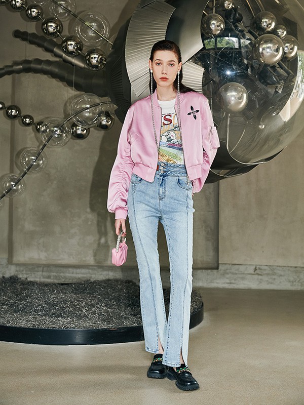 碧淑黛芙2022秋冬季粉色外套