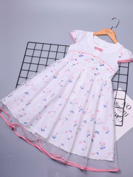 动漫童话童装2022春夏季白色连衣裙