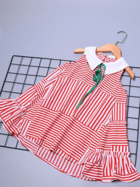 动漫童话童装2022春夏季橙色连衣裙