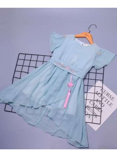 动漫童话童装2022春夏季蓝色连衣裙