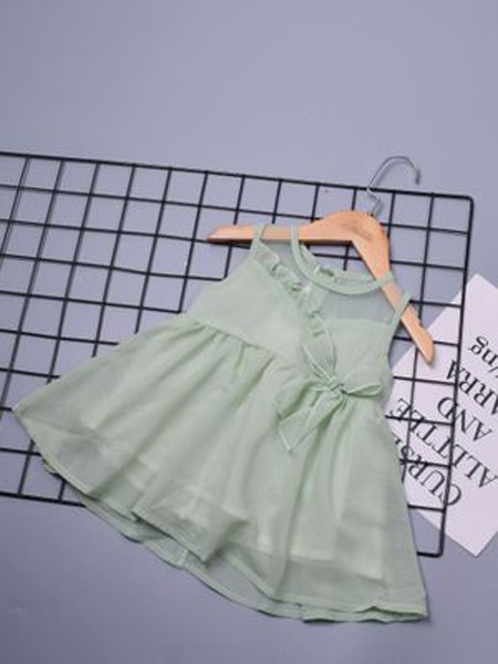 动漫童话童装2022春夏季绿色连衣裙