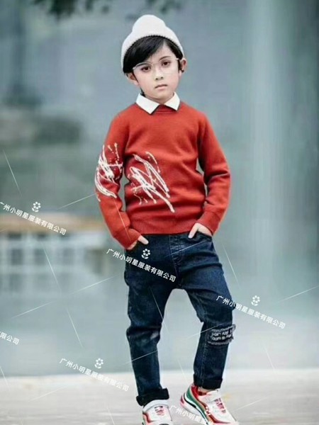 广州小明星童装2022秋冬季藏蓝色长裤