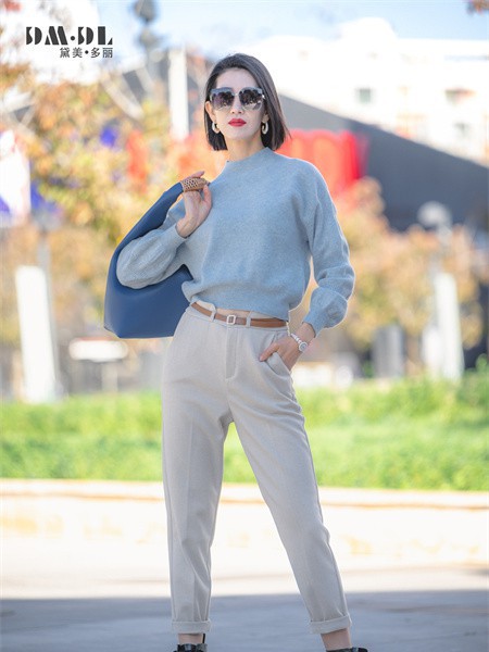 黛美多丽女装2022春夏季灰色长裤